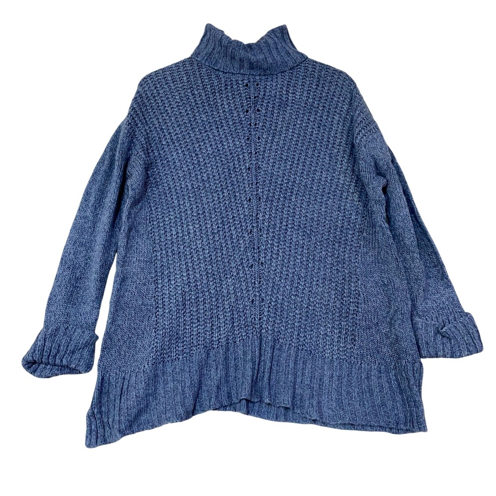 Cupio Women's L Blue Chunky Knit Turtleneck Sweater